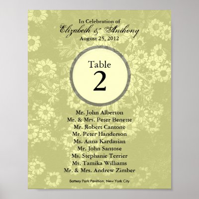 Wedding Table Seating Chart Print Tint Yellow 3 by pixibition