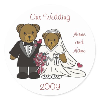 Wedding Teddy Bear Sticker Favors