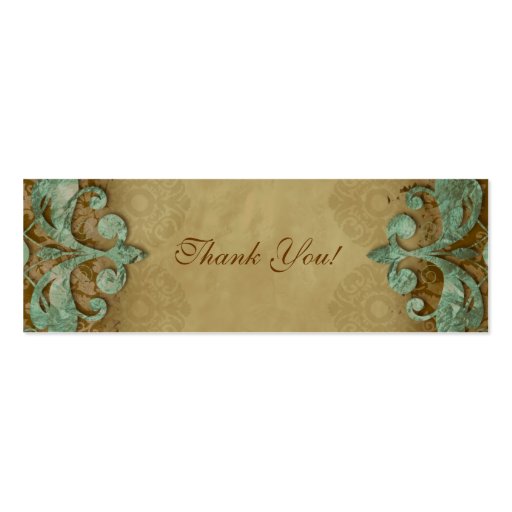 Wedding Thank You Card Bookmark Favor Verdigris Business Card (back side)