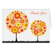 Wedding Thank You Card  Flower Wishing Tree Orange