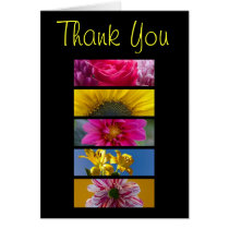 Wedding Thank You Card - Pink & Yellow Macro Flowe