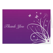 Wedding Thank You Card - Purple Butterfly Swirl