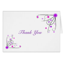 Wedding Thank You Card - Purple & Pink Flower Swir