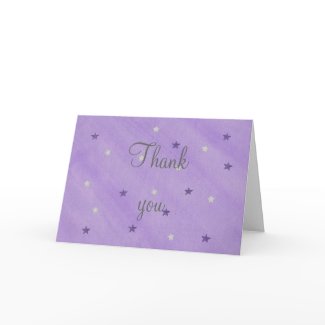 Wedding Thank you cards, purple and silver stars zazzle_card