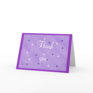 Wedding Thank you cards, purple and white stars card