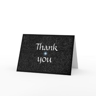 Wedding Thank you cards, silver stars on black zazzle_card