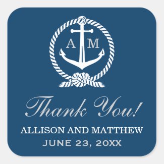 Wedding Thank You Favor Sticker | Nautical Theme