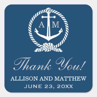 Wedding Thank You Favor Sticker | Nautical Theme