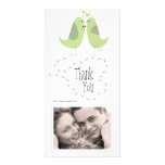 Wedding Thank You Green Love Birds Photo Card