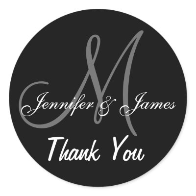 Wedding Thank You Monogram Names Stiicker Round Sticker