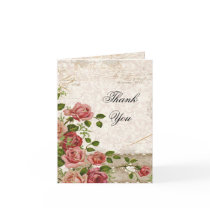 Wedding Thank You Note Card - Tea Rose Vintag Lace