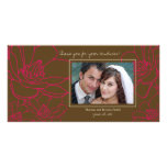 Wedding Thank You Photo Card - Pink & Brown Floral photo cards