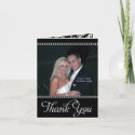 Wedding Thank You Photo Cards Damask Black White card