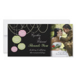 Wedding Thank You Pink Green Lanterns Photo Card