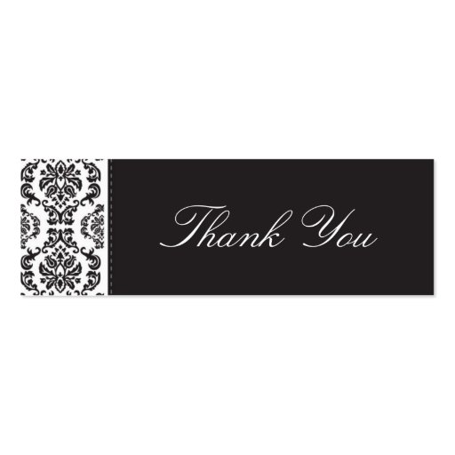 WEDDING :: thank you tag :: damask - black 2 Business Card Templates (front side)