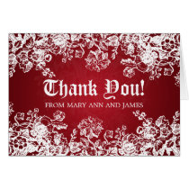 Wedding "Thank you" Victorian Flourish Red cards