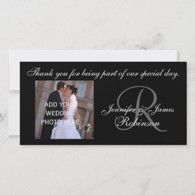 Wedding Thank You with Monogram R Names Photo Card