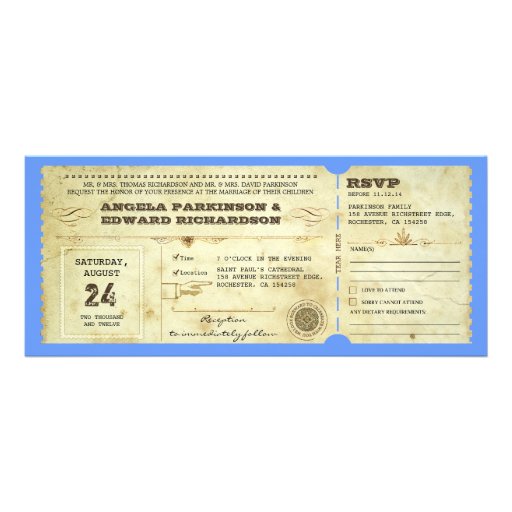 wedding ticket - change the background color personalized invite