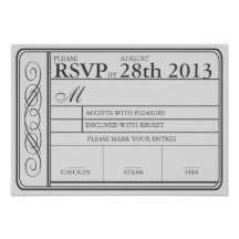 Wedding Ticket RSVP  II  Punchout Gray Announcements