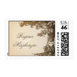 wedding tree vintage postage stamps