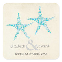 Wedding Turquoise Aqua Starfish Save the Date Stickers