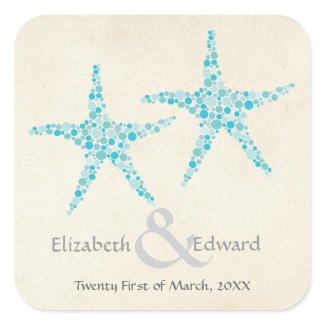 Wedding Turquoise Aqua Starfish Save the Date sticker