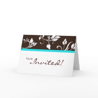 Wedding Turquoise Blue Brown Invitation Card 2 card