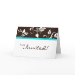 wedding, turquoise, blue, brown, invitation, card,
