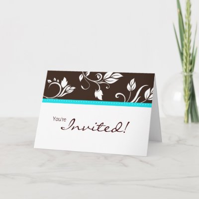 Wedding Turquoise Blue Brown Invitation Card 2 by BestCards