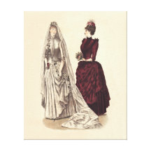 Wedding Vintage bridal party brides and bridesmaid Canvas Print