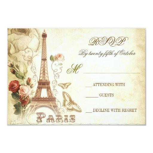 wedding vintage shabby rsvp cards paris france 3 5 quot x 5 wedding vintage shabby rsvp cards paris france 3 5 quot x 5