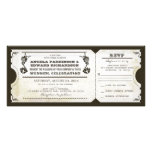 wedding vintage ticket invitation with RSVP design