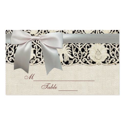 Wedding Vintage White Lace and Linen Business Card Templates (front side)