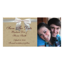 Wedding Vintage White Lace and Linen Picture Card