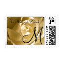 Wedding Vow Cream Rose Monogram postage