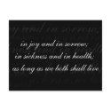 Wedding Vow In Sickness And In Health postcards