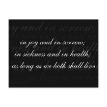 Wedding Vow In Sickness And In Health postcards