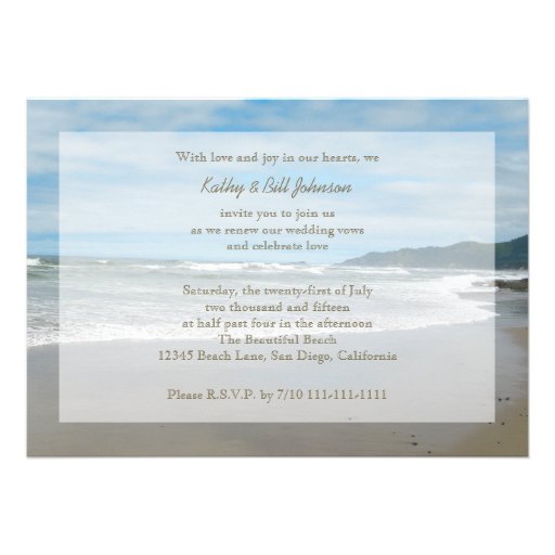 Wedding Vow Renewal Invitation by the Beach