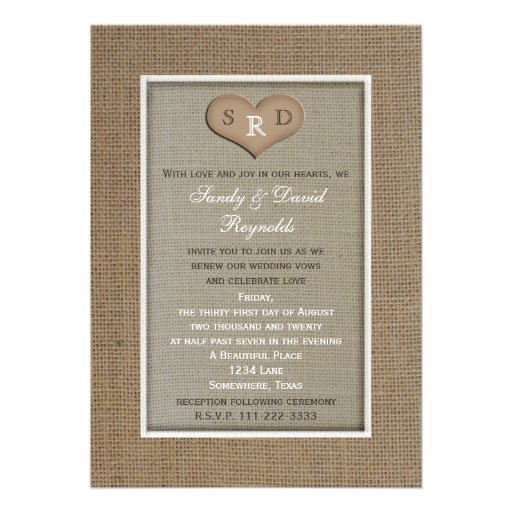 Wedding Vow Renewal Invitation  - Rustic Burlap