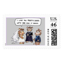 Wedding Vows Cartoon Custom Postage Stamps by zooogle Wedding Vows Cartoon Custom Postage Stamps