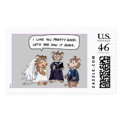 Wedding Vows Cartoon Custom Postage Stamps by zooogle