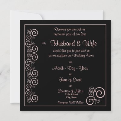 Wedding Vows Renewed Black Pink Spiral Personalized Announcement by