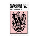 Wedding - W Monogram on pink background.