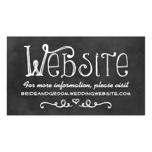 Wedding Website Card | Black Chalkboard Charm Business Card Templates