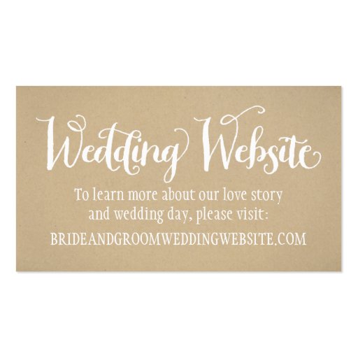 Wedding Website Card | Kraft Brown Business Card Template (front side)