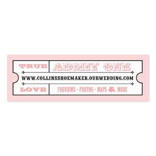 Wedding website ticket business card (back side)