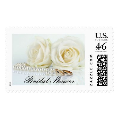 Wedding White Roses - Bridal Shower Stamps