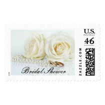 Wedding White Roses - Bridal Shower Stamps