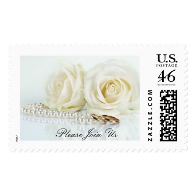 Wedding White Roses - Please Join Us Stamps