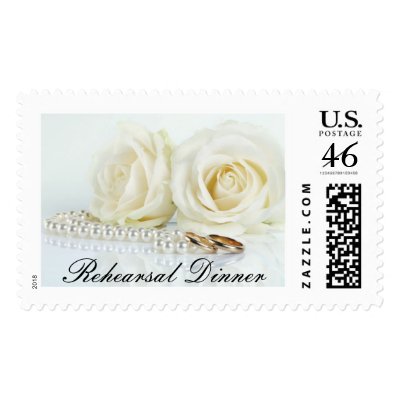 Wedding White Roses - Rehearsal Dinner Stamp